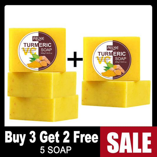 AILKE Natural Turmeric Soap for Face and Body Oil Control