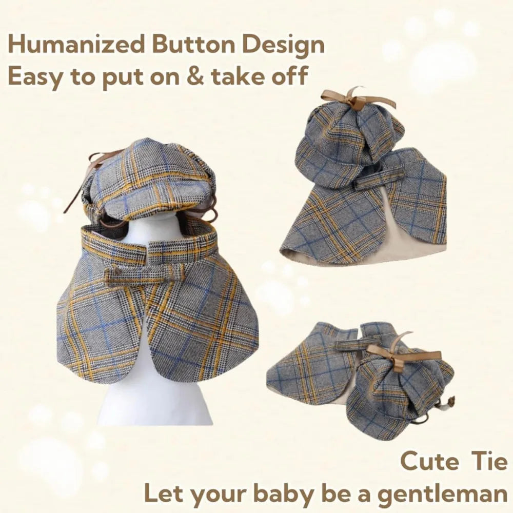 Dog Detective Costume Halloween Cosplay Cape Cloak Hat