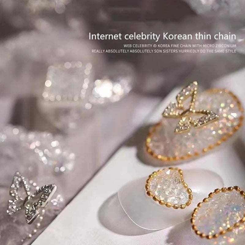 100cm Metal Nail Chains Charm Rhinestone 3D Nail Art DIY