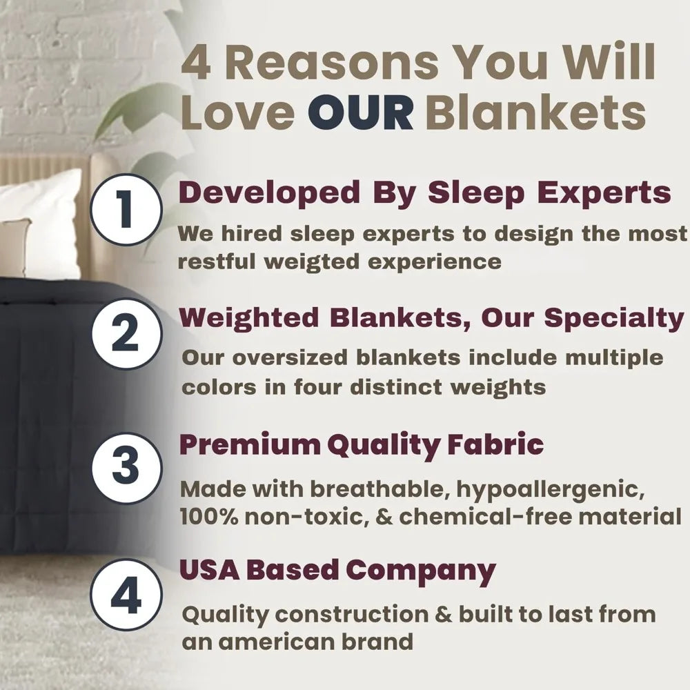 Premium 20Lb Breathable King Size Weighted Blanket Black