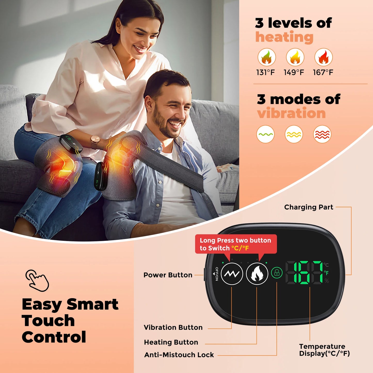 Knee Massager Cordless Heated For Joint Pain Relief