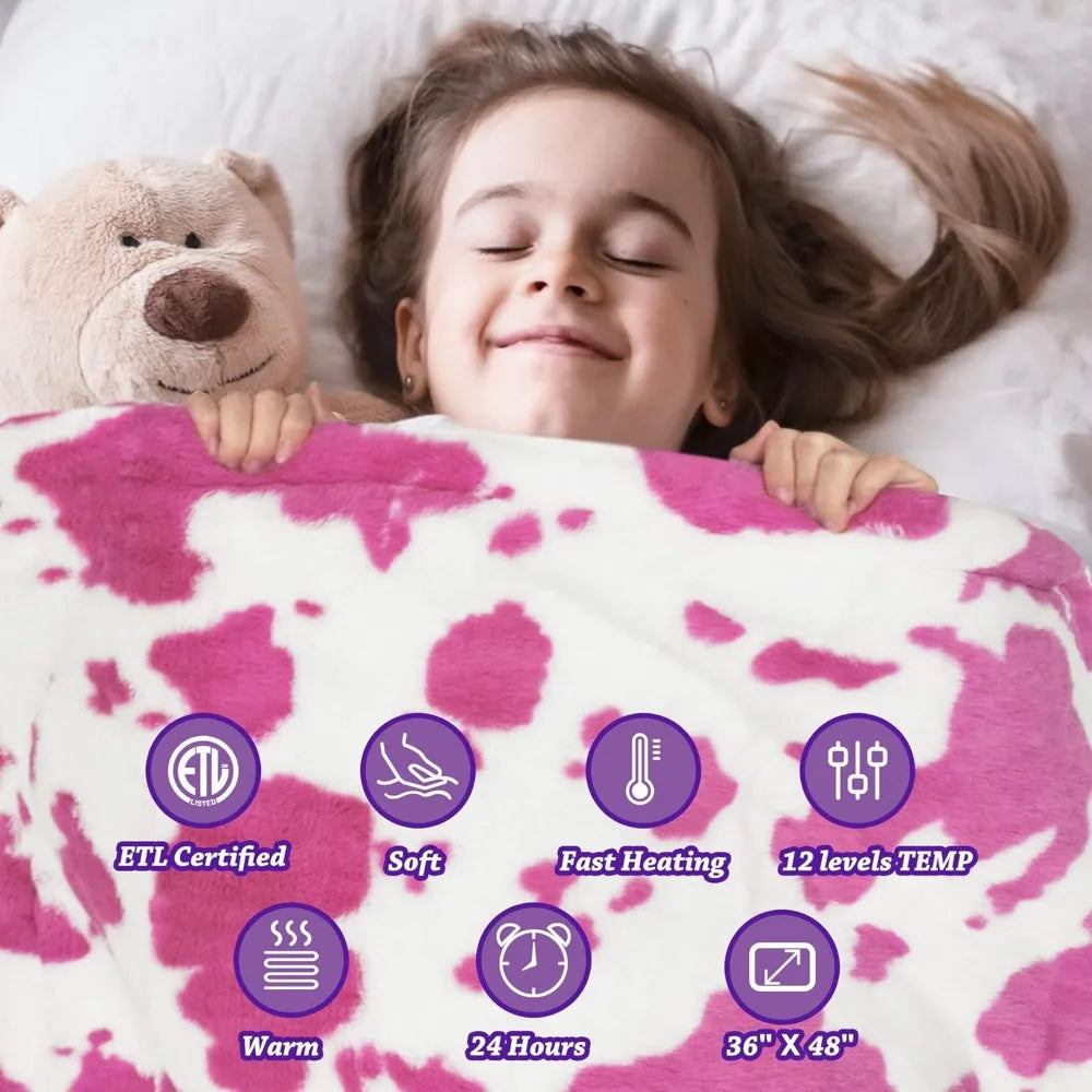 Pink 36 By 48 Weighted Electric Blanket With 12 Settings