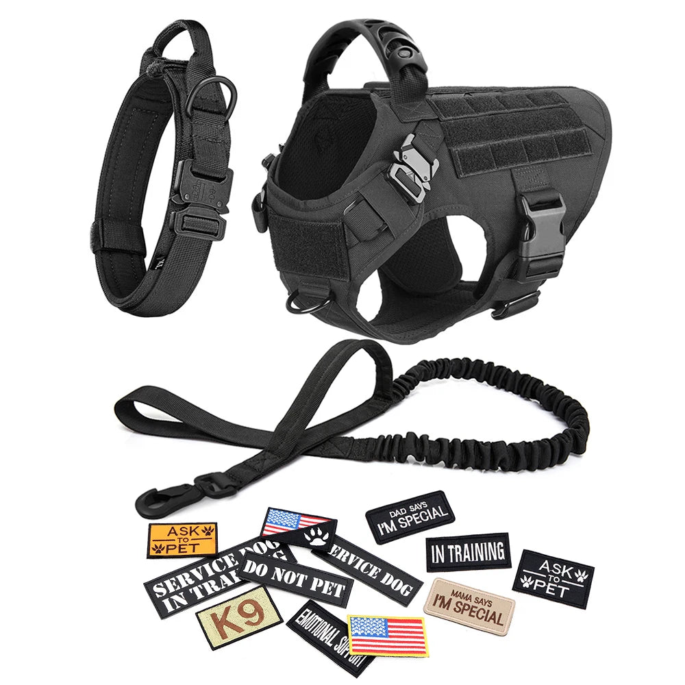 Tactical Dog Harness With Patches For Medium To Large Dogs