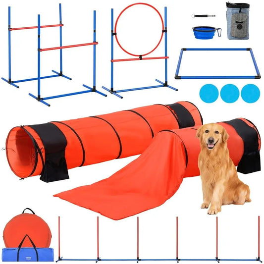 Upgraded Dog Agility Training Kit 7 Piece Hurdles Tunnels