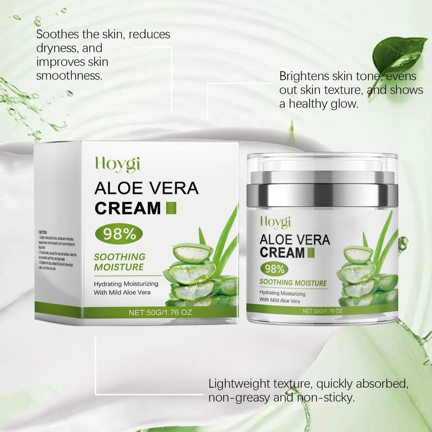 Hoygi Aloe Moisturizing Cream Gentle Hydrating Moisturizing Brightening and Tender Facial Skin Daily Care
