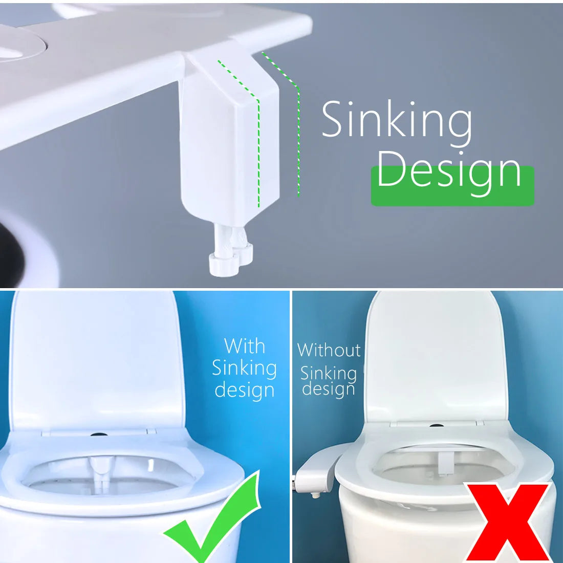 WASHERO Bidet Warm Water Toilet Seat Attachment Jet Sprayer