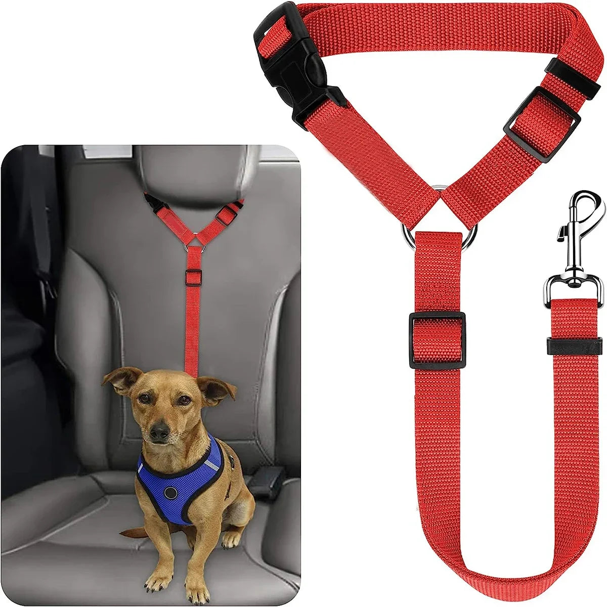 Nylon Two In One Dog Car Seat Belt Adjustable Harness Leash