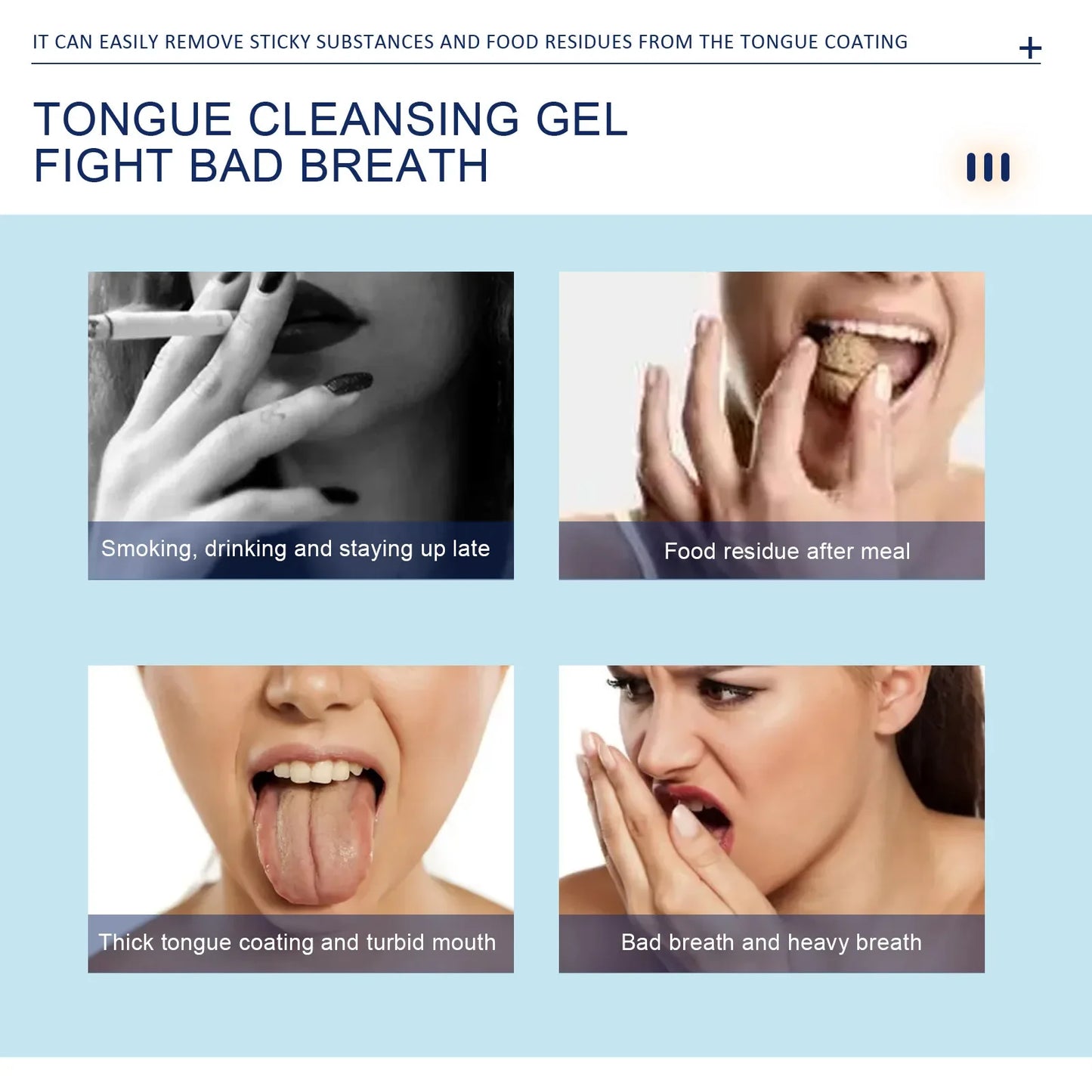 EELHOE Tongue Cleansing Gel with Brush Fight Bad Breath Oral Care Fresh Breath Tongue Cleaner for Dental Hygiene